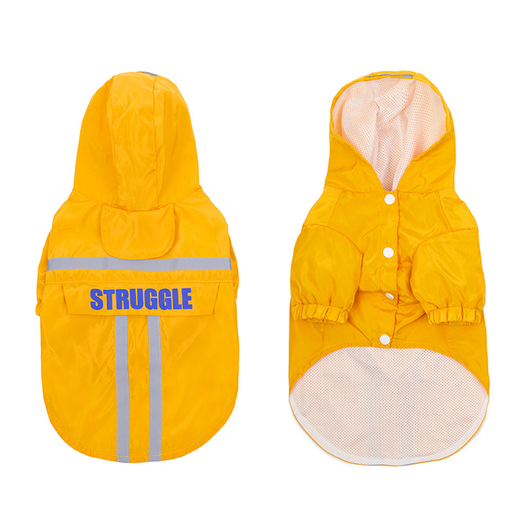 Pet Raincoat Reflective Strips Hooded Dog Clothes Waterproof, Storage And Folding