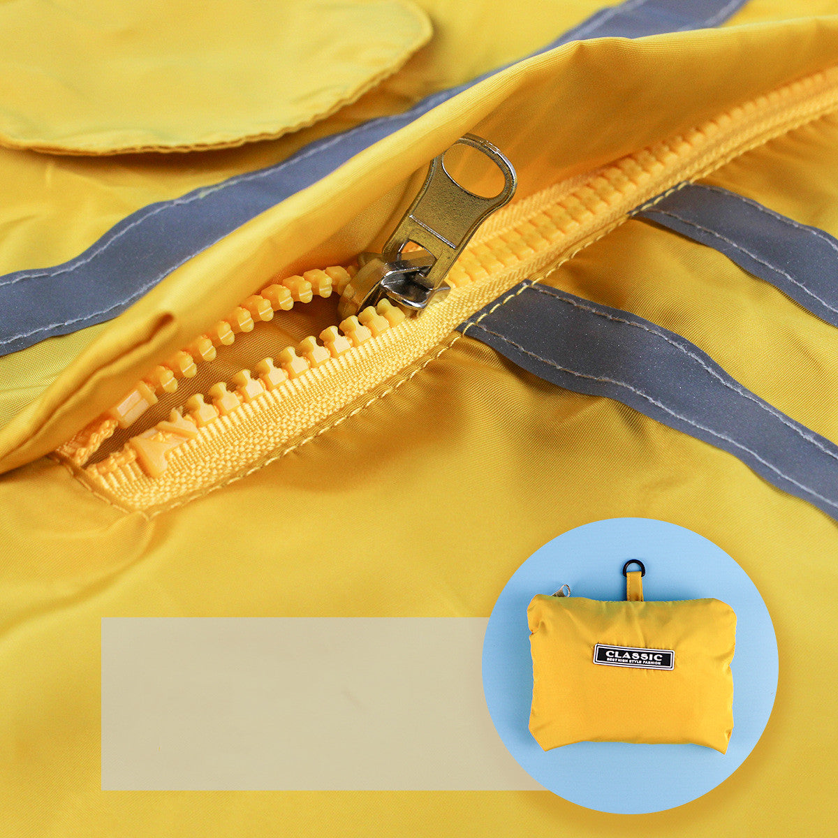 Pet Raincoat Reflective Strips Hooded Dog Clothes Waterproof, Storage And Folding