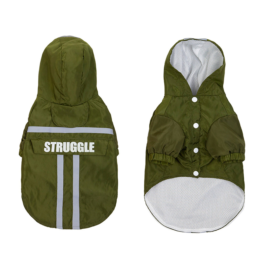 Pet Raincoat Reflective Strips Hooded Dog Clothes Waterproof, Storage And Folding