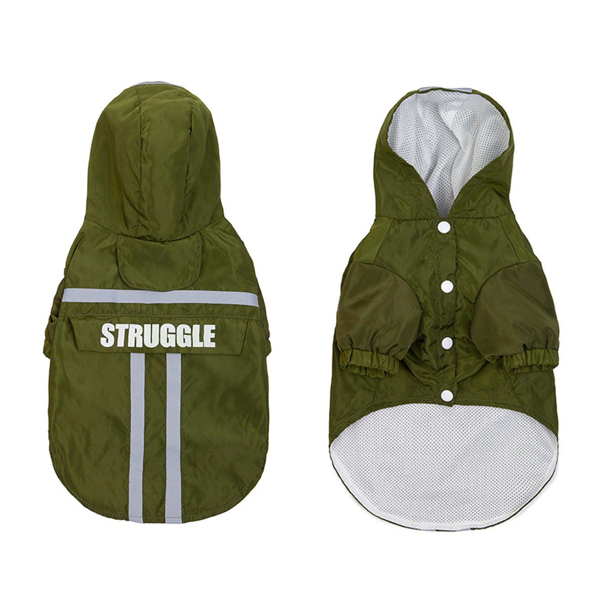 Pet Raincoat Reflective Strips Hooded Dog Clothes Waterproof, Storage And Folding