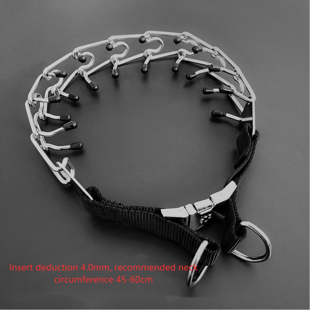 Chrome Plated Pinch Dog Collar Proong Dogs Training Choke Chain Dog Training Necklace Rubber Tips Guardian