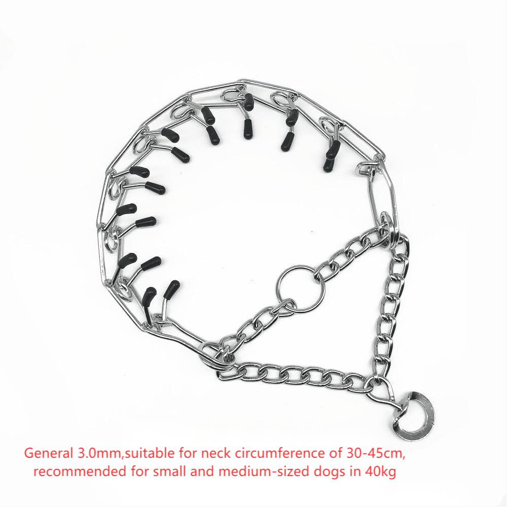 Chrome Plated Pinch Dog Collar Proong Dogs Training Choke Chain Dog Training Necklace Rubber Tips Guardian