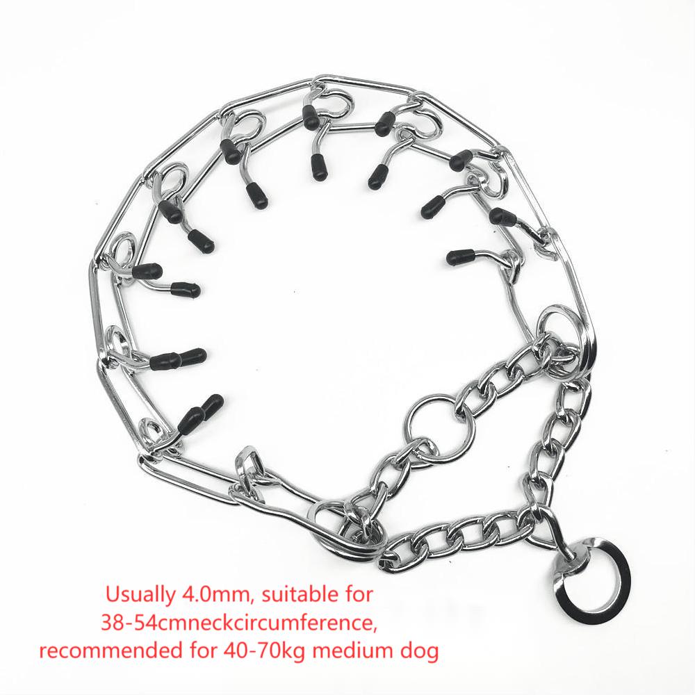 Chrome Plated Pinch Dog Collar Proong Dogs Training Choke Chain Dog Training Necklace Rubber Tips Guardian