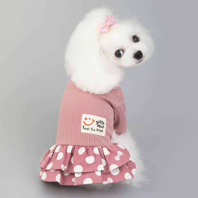 Cute Smiley Polka Dot Pet Dress