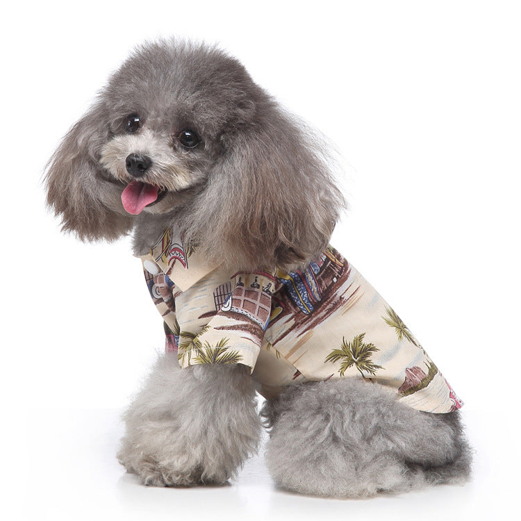 Hawaiian Print Dog Clothes Beach Plaid Shirt