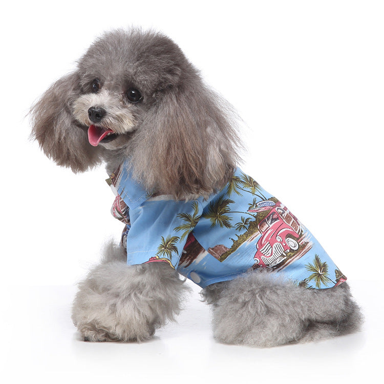 Hawaiian Print Dog Clothes Beach Plaid Shirt