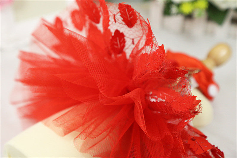 Dog Wedding Dress Shiny Tree Leaf Dress Red Big Purple Dress