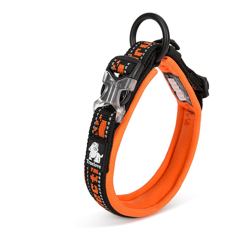 Pet Dog Collar Traction Adjustable Reflective Soft Diving Fabric
