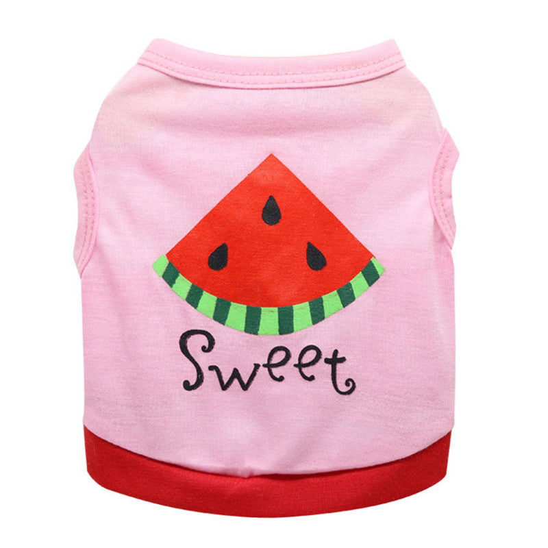 Cotton Jersey Printed Sweet and Cute Pink Watermelon Series Vest