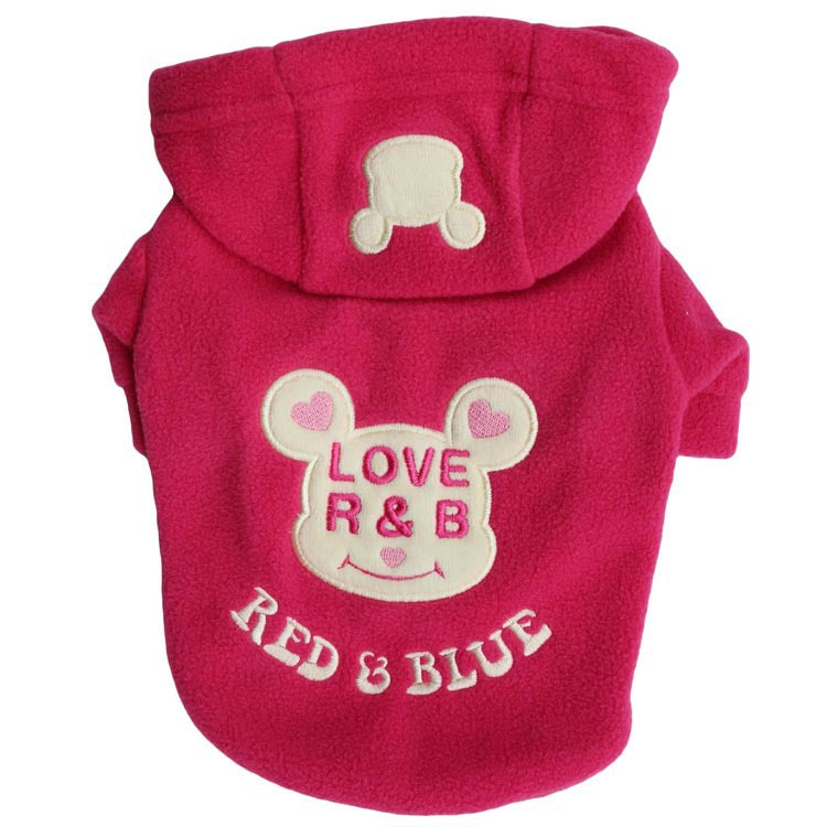 Polar Fleece Cartoon Embroidered Pet Hooded T-Shirt Wholesale