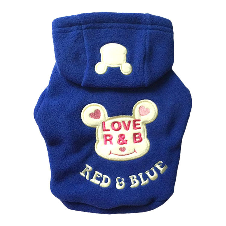 Polar Fleece Cartoon Embroidered Pet Hooded T-Shirt Wholesale