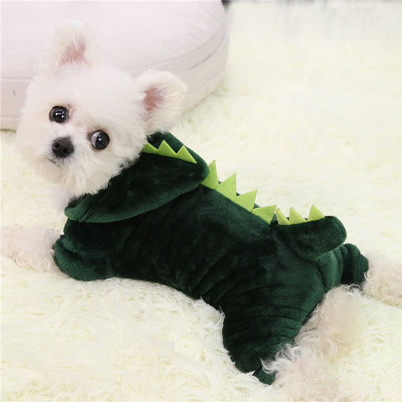 Coral Fleece Dog Clothes Dinosaur Transformed Into Pet Clothes