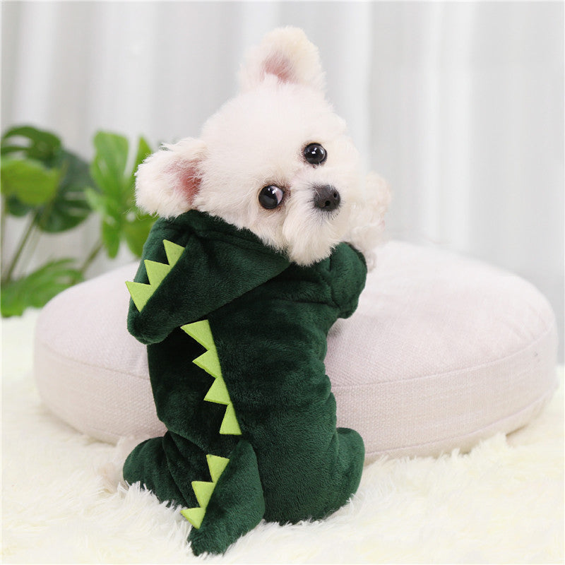 Coral Fleece Dog Clothes Dinosaur Transformed Into Pet Clothes