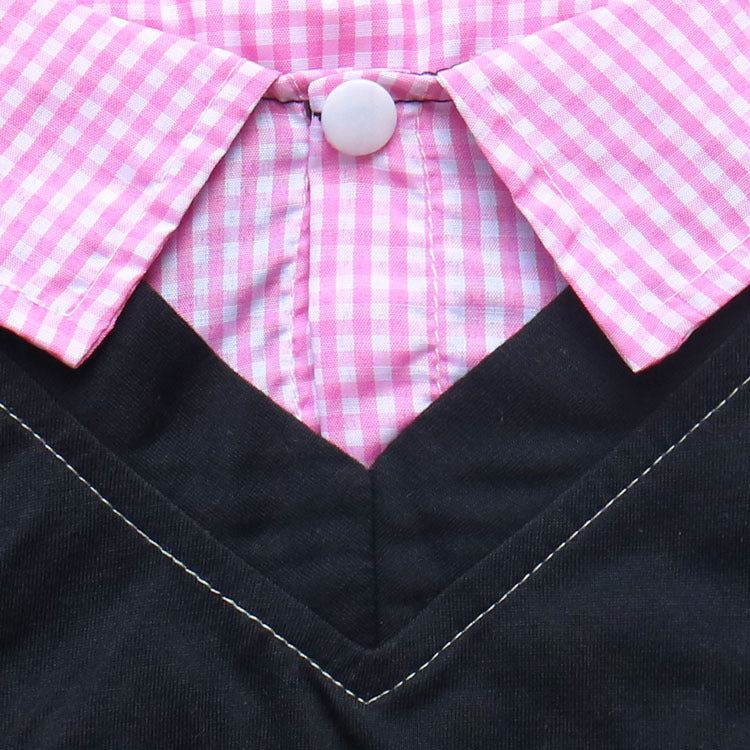 Pet Clothing, Dog Supplies, Small Dog Teddy Printed Plaid Pointed Collar Fake 2-Piece Pet Compassionate Shirt