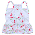 Pet Clothes Dog Clothes Cotton Printed Cherry Blossom Knot Suspender Skirt