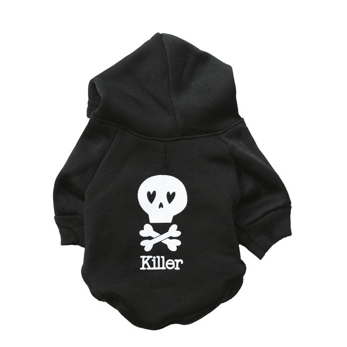 Pet Clothes Dog Costume Halloween Fleece Black Skull Pet Hooded T-shirt