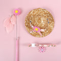Small Daisy Sun Flower Bell Funny Cat Stick Collar Bow Straw Hat