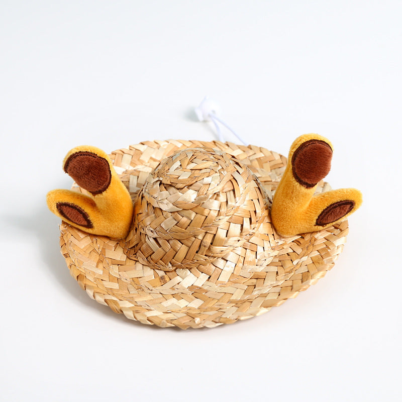 Pet Summer Sunscreen Cute Frog Fox Antler Ear Hat