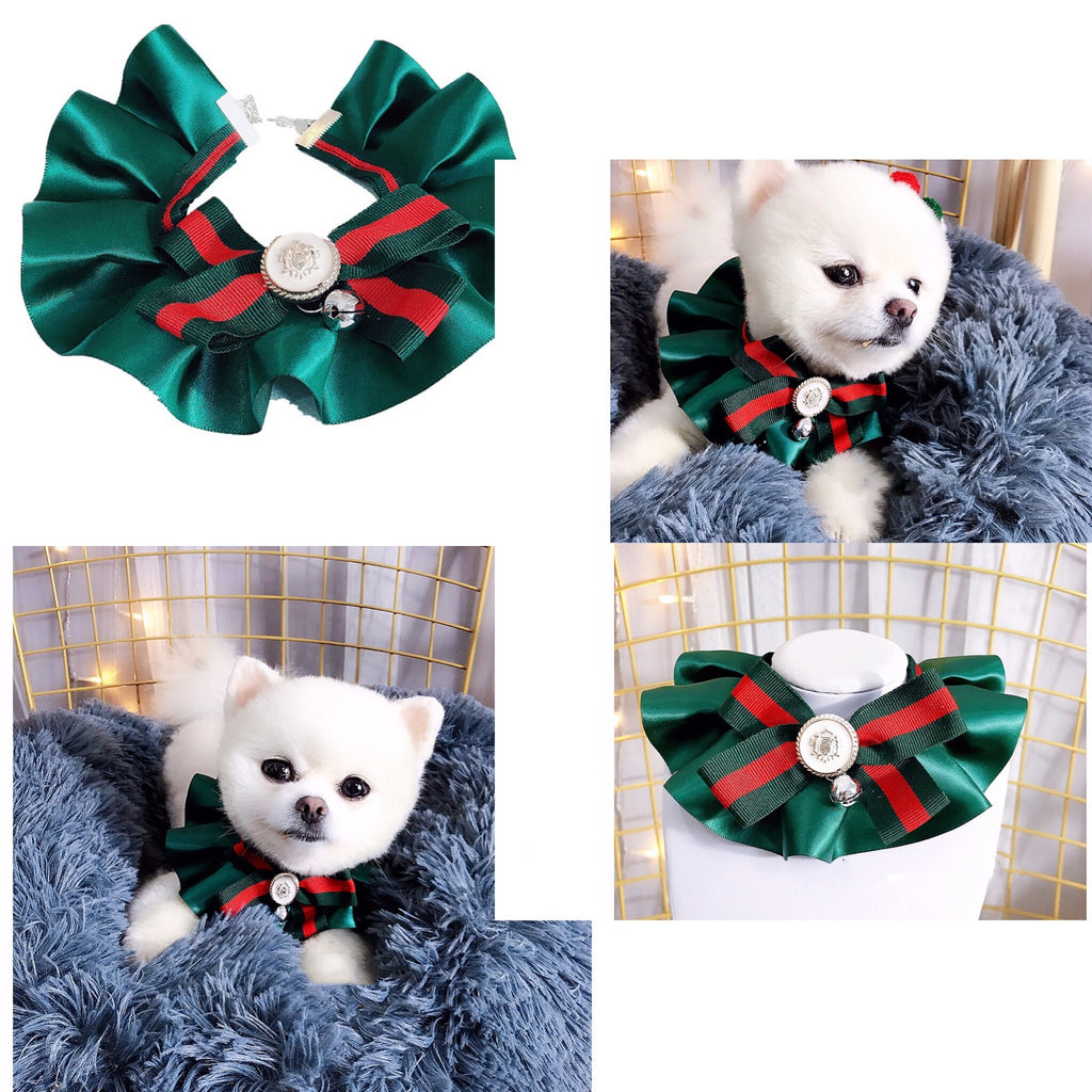 Pet Cat Dog Accessories British Retro Campus Trend Bow Tie Collar Bib Bell Saliva Towel Collar