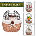 Pet bicycle Basket With Iron Frame Wicker Car Pet Basket Handmade Willow Basket