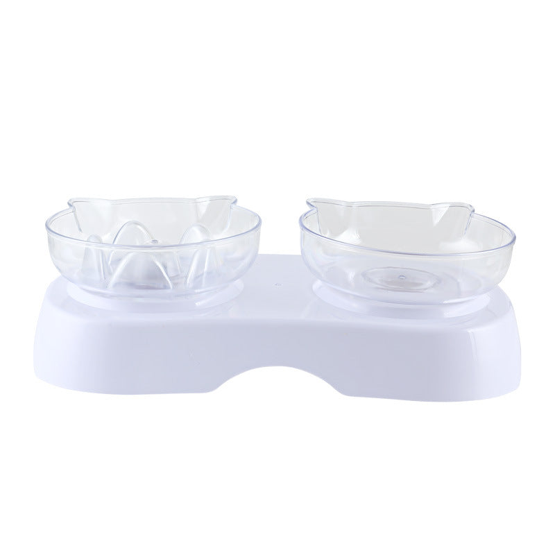 Protect The Cervical Spine Plastic Cat Bowl With Oblique Mouth Double Bowl