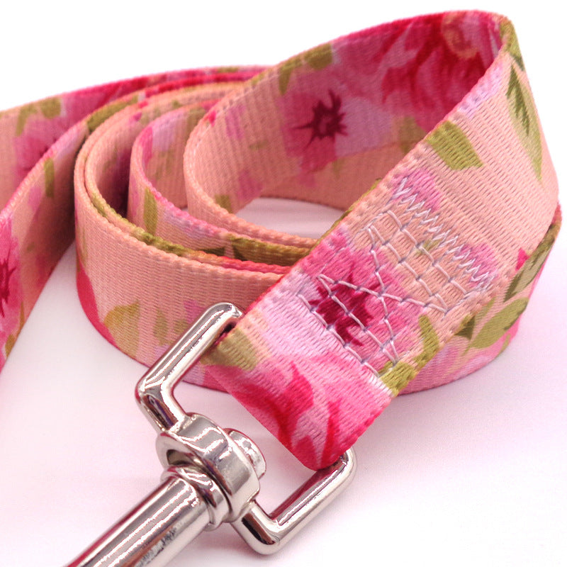 Pastoral Style Pink Fresh Print Pet Leash