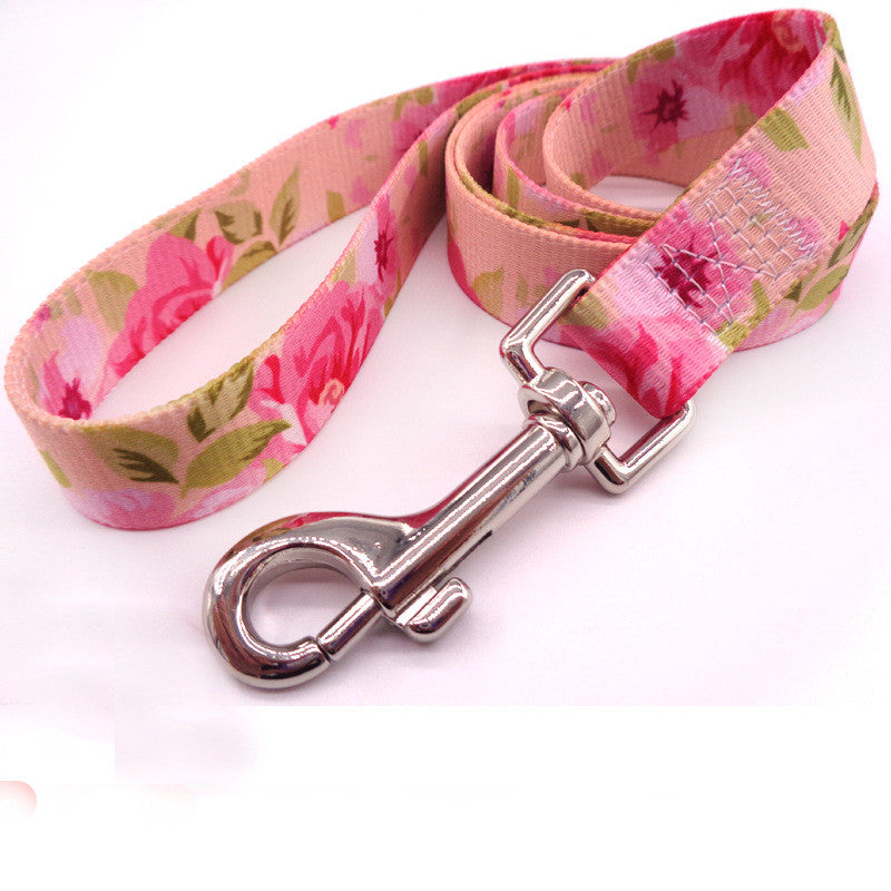 Pastoral Style Pink Fresh Print Pet Leash