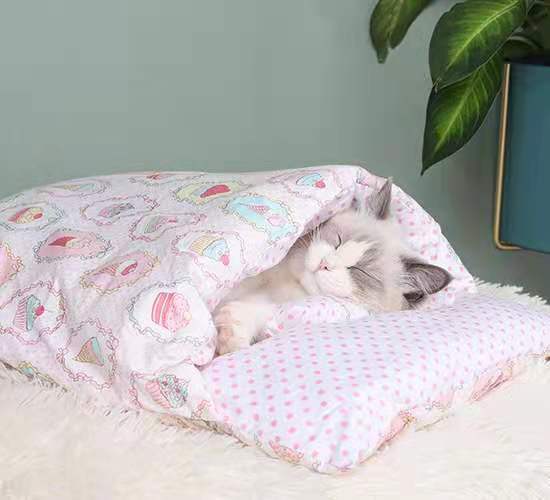 Warm Cat Sleeping Bag Bed With Pillow