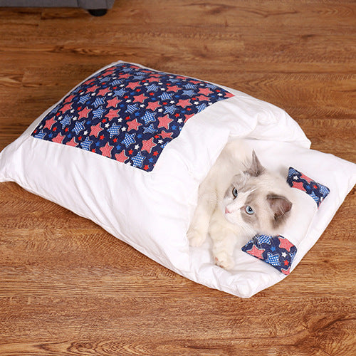 Warm Cat Sleeping Bag Bed With Pillow