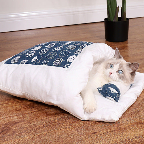 Warm Cat Sleeping Bag Bed With Pillow