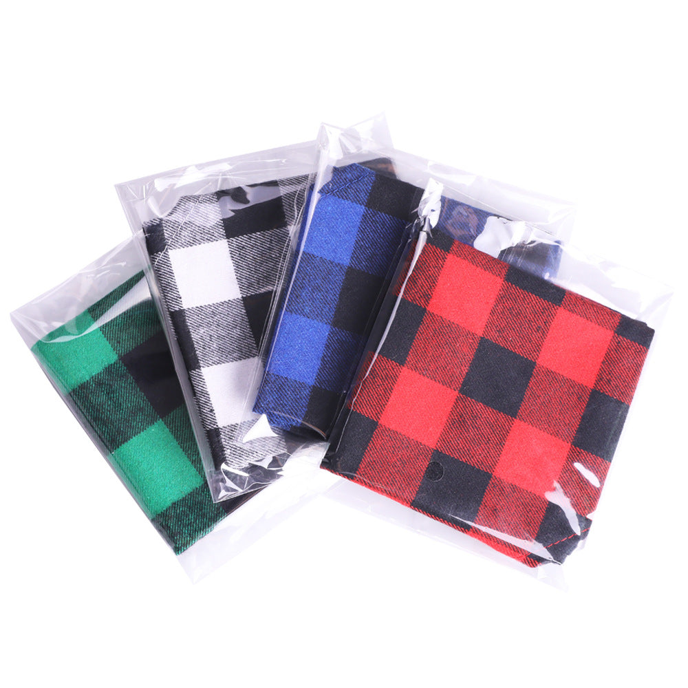 Adopting Pet Triangle Scarf Dog Outdoor Saliva Towel Single-Layer Cotton Plaid Scarf Cat And Dog Accessories