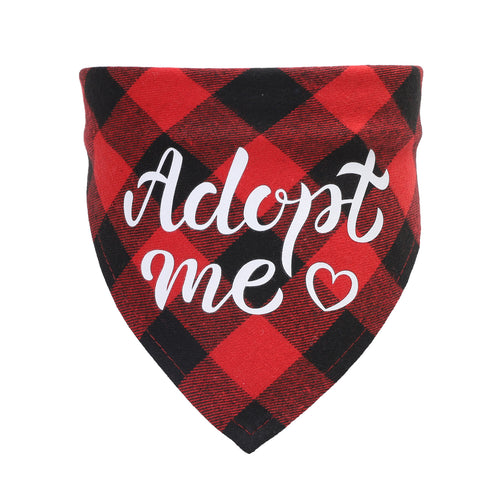 Adopting Pet Triangle Scarf Dog Outdoor Saliva Towel Single-Layer Cotton Plaid Scarf Cat And Dog Accessories