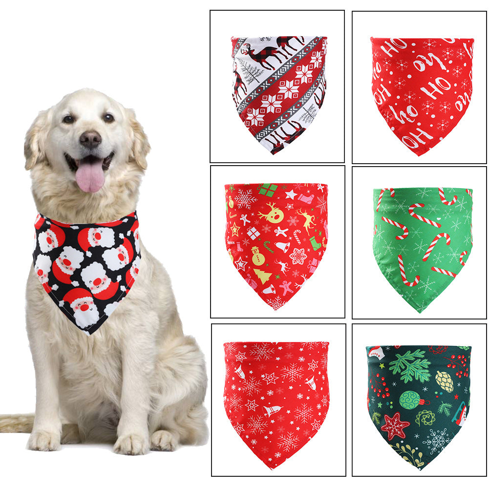 Christmas Pet Saliva Towel Dog Triangle Scarf Cat Decoration Scarf