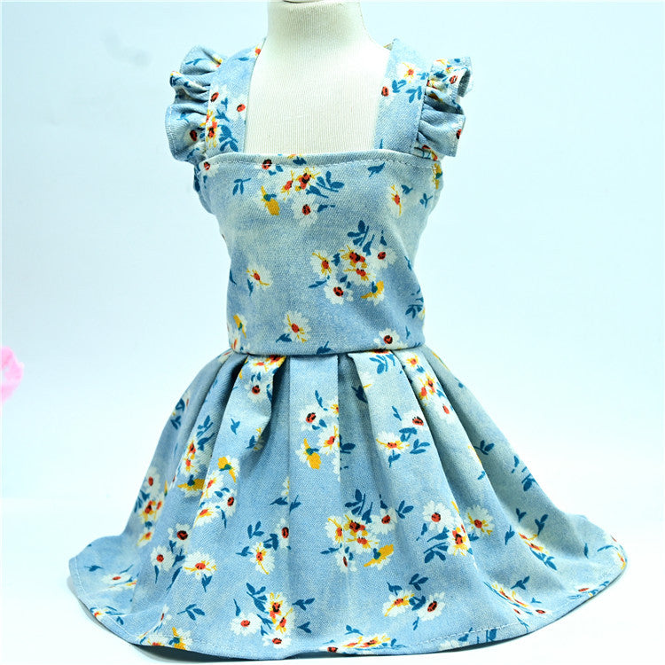 Thin Breathable Denim Stitching Pet Skirt