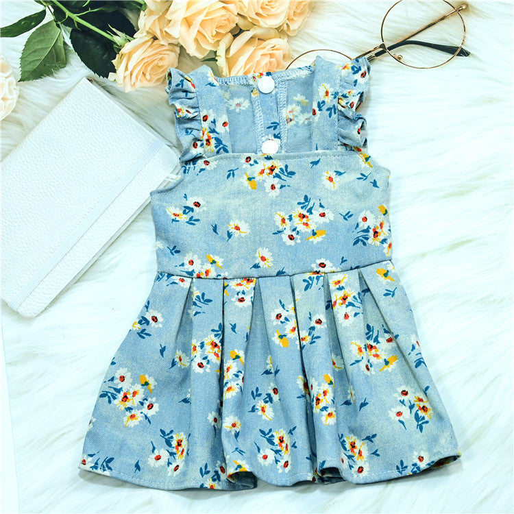 Thin Breathable Denim Stitching Pet Skirt