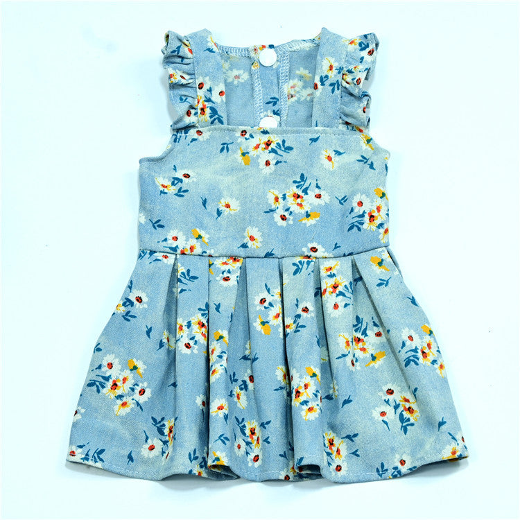 Thin Breathable Denim Stitching Pet Skirt