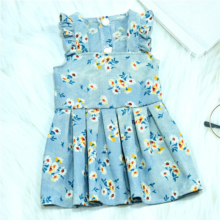 Thin Breathable Denim Stitching Pet Skirt