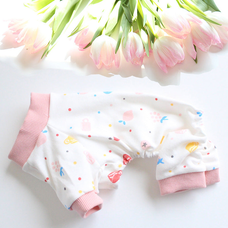 Cartoon Cotton Four-legged Pajamas Multicolor Dog Pet Clothes Cat Four-legged Pants
