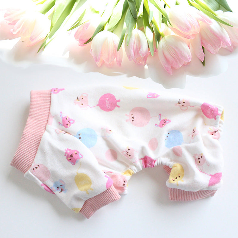 Cartoon Cotton Four-legged Pajamas Multicolor Dog Pet Clothes Cat Four-legged Pants