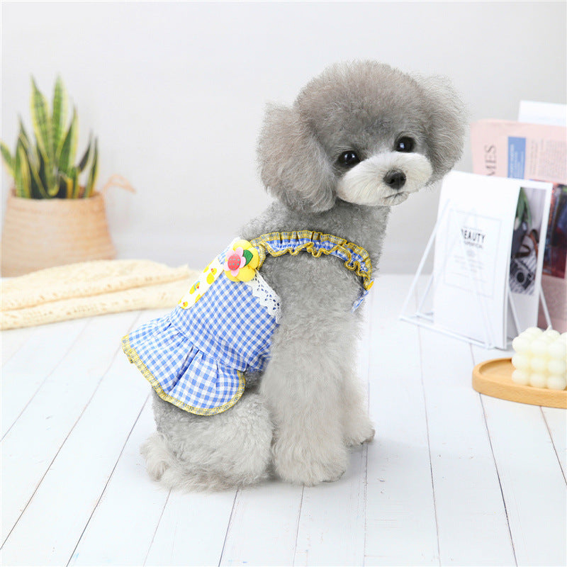 New Dog Clothes Summer Thin Flower Sling Skirt Teddy Bichon Small Dog Pet Sling Skirt Spot