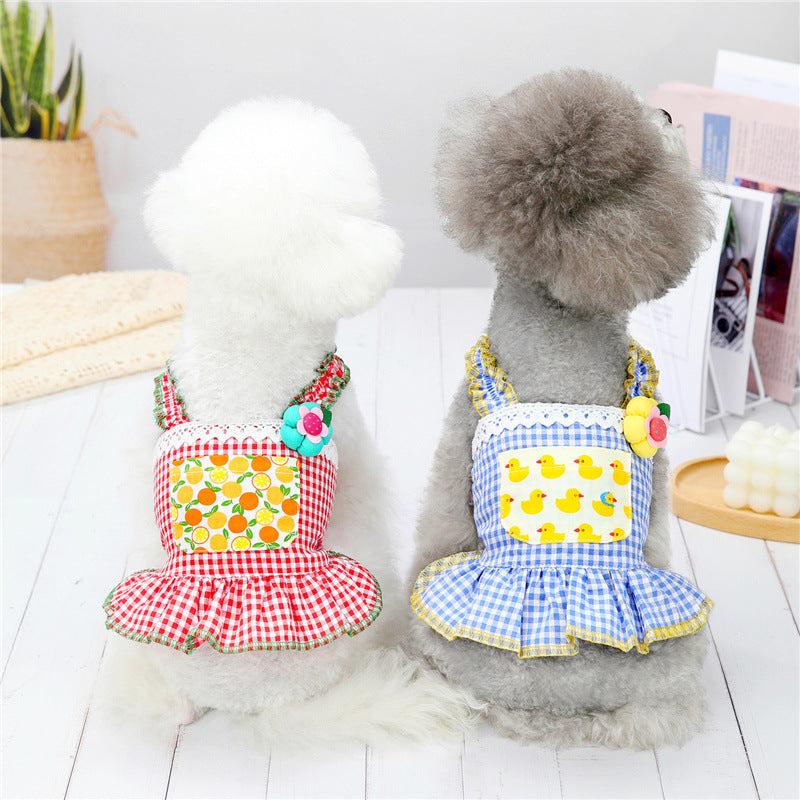 New Dog Clothes Summer Thin Flower Sling Skirt Teddy Bichon Small Dog Pet Sling Skirt Spot