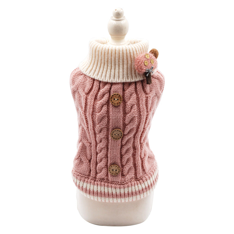 Classic Knitted Pet Sweater Overall Sweet Color Dog Clothes for Small Dogs Winter New Year's Dog Jacket Warm Luxury Cat Clothing