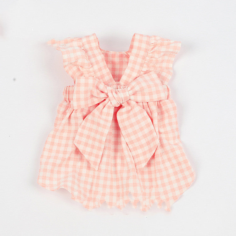 Spring And Summer New Plaid Bow Skirt Pet Clothes Cats And Dogs Costumes Teddy Bichon Jacket