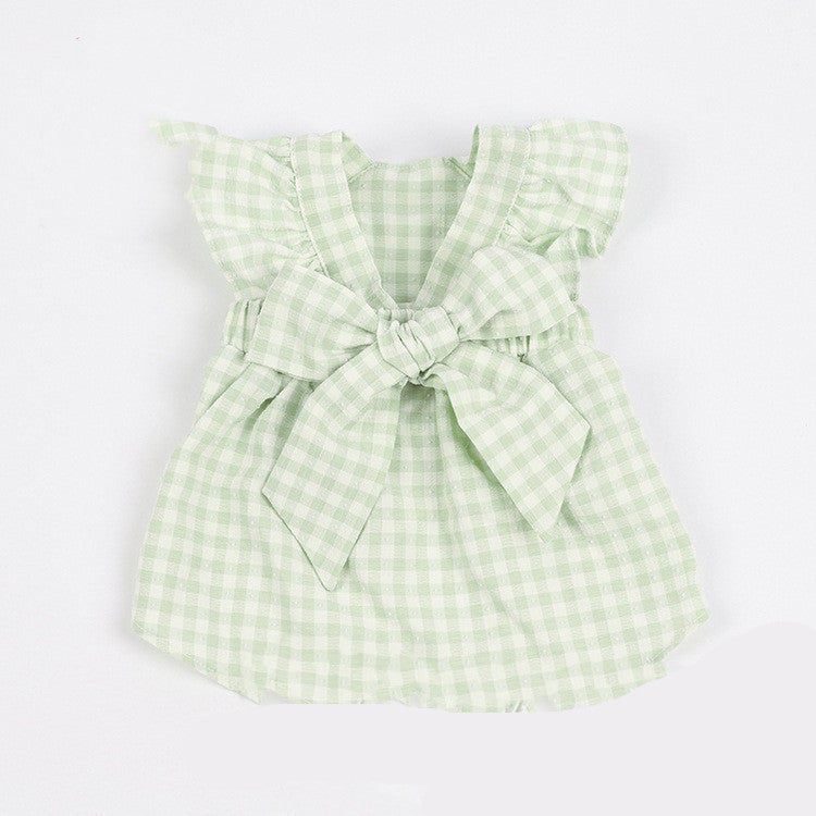 Spring And Summer New Plaid Bow Skirt Pet Clothes Cats And Dogs Costumes Teddy Bichon Jacket