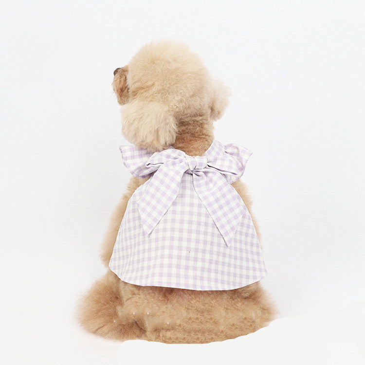 Spring And Summer New Plaid Bow Skirt Pet Clothes Cats And Dogs Costumes Teddy Bichon Jacket