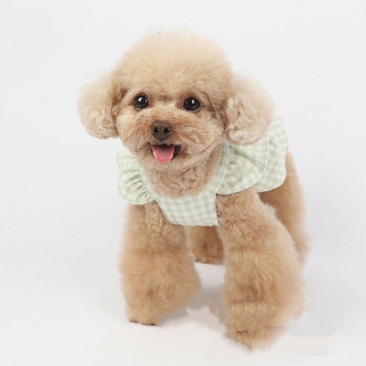 Spring And Summer New Plaid Bow Skirt Pet Clothes Cats And Dogs Costumes Teddy Bichon Jacket