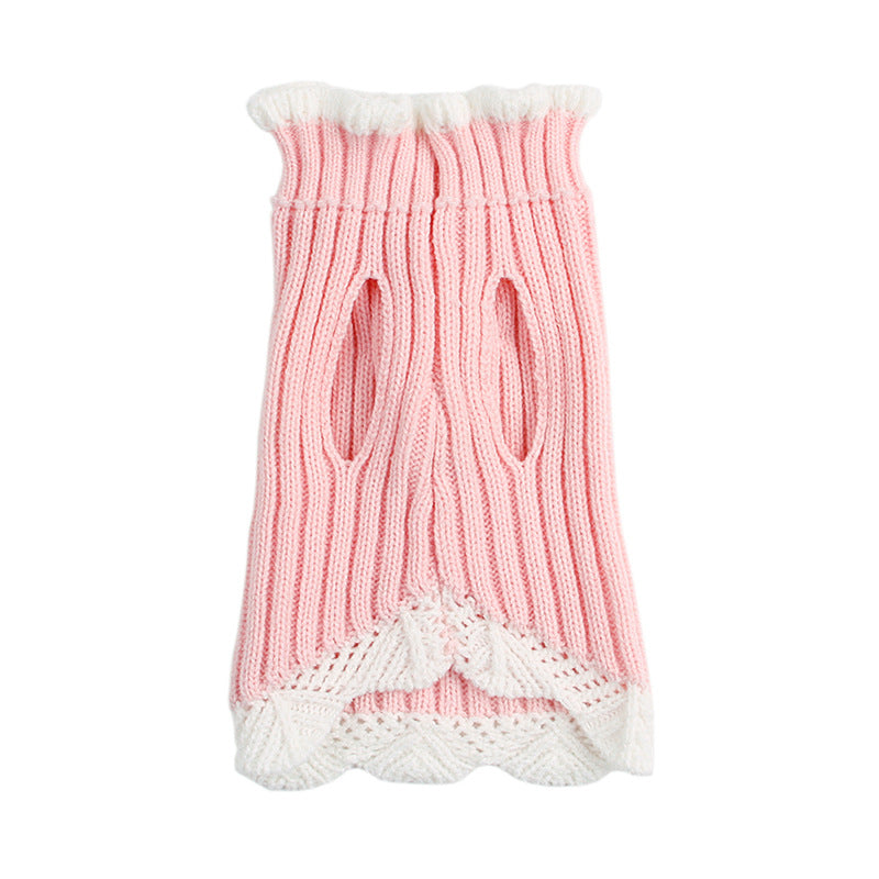 Knitted Teddy Dog Sweater with Rhinestone Lace