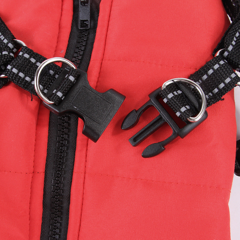 Pet Waistcoat Chest Strap Plus Velvet Thickening Autumn And Winter Traction Feet Warm Clothing