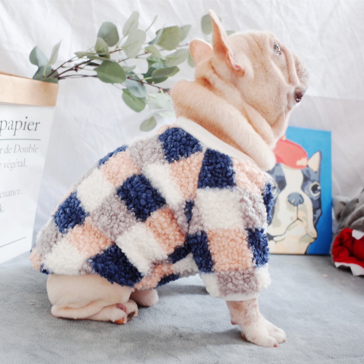Pet New Winter Thickened Warm Clothes Double Woolen Plaid Teddy Velvet Schnauzer Clothes
