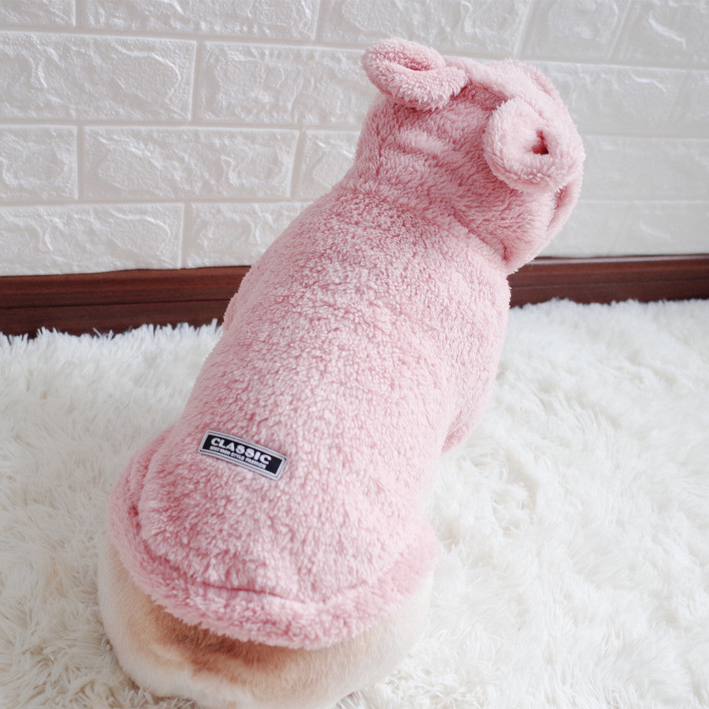 Pet Clothes Bear Hooded Vest Coral Fleece Hoodie Fadou Schnauzer Clothes
